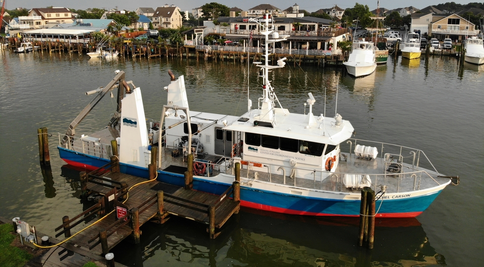 The UMCES research vessel R/V Rachel Carson docked in Ocean City, Maryland