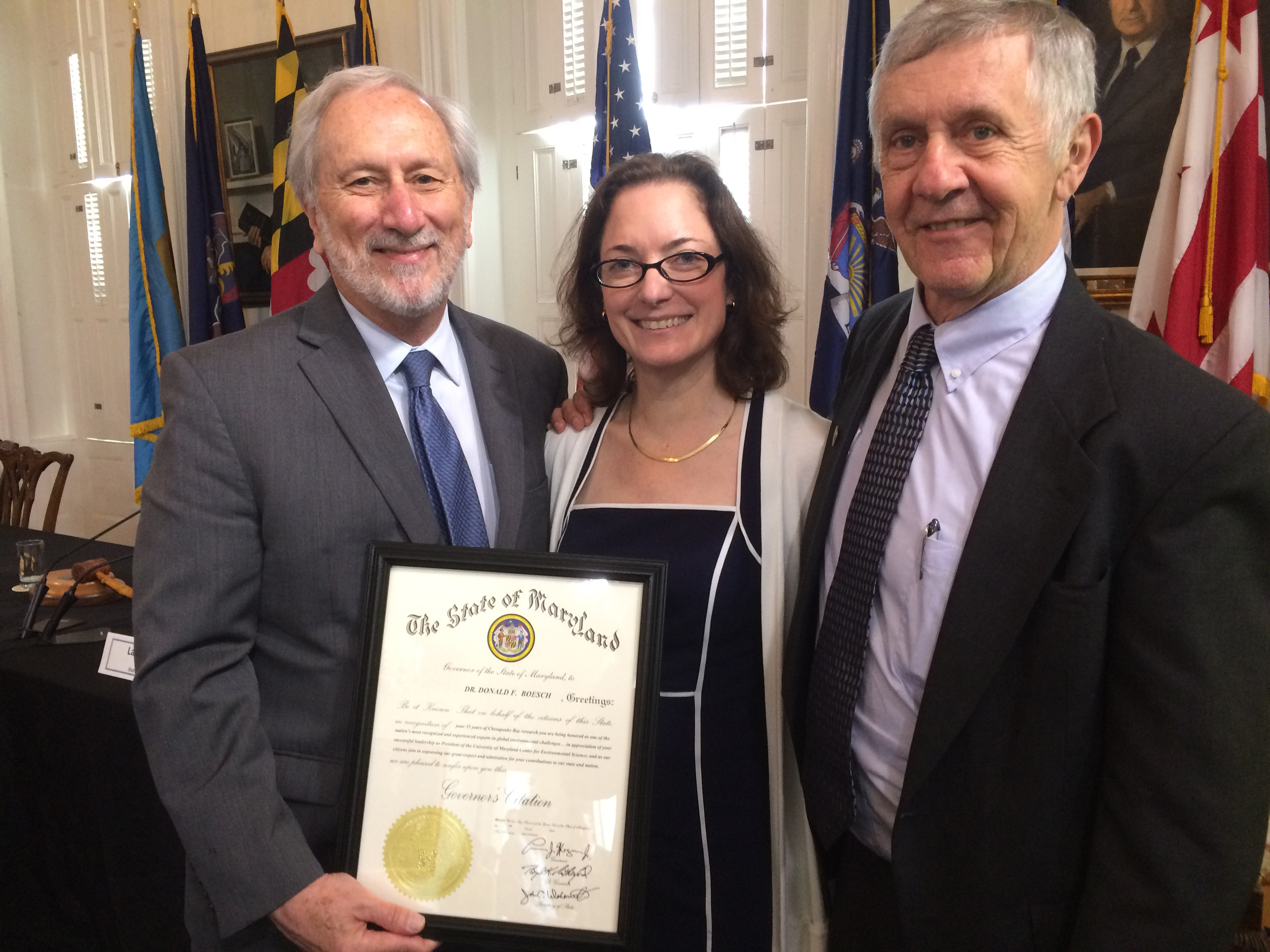 UMCES presents at Bay executive council meeting; President Boesch receives governor’s citation
