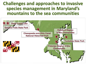 Map of Maryland displaying the distribution of the management plans.