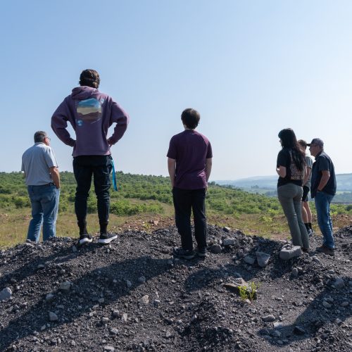2025 Interns visiting coal mine reclamation site with Maryland Bureau of Mines staff.