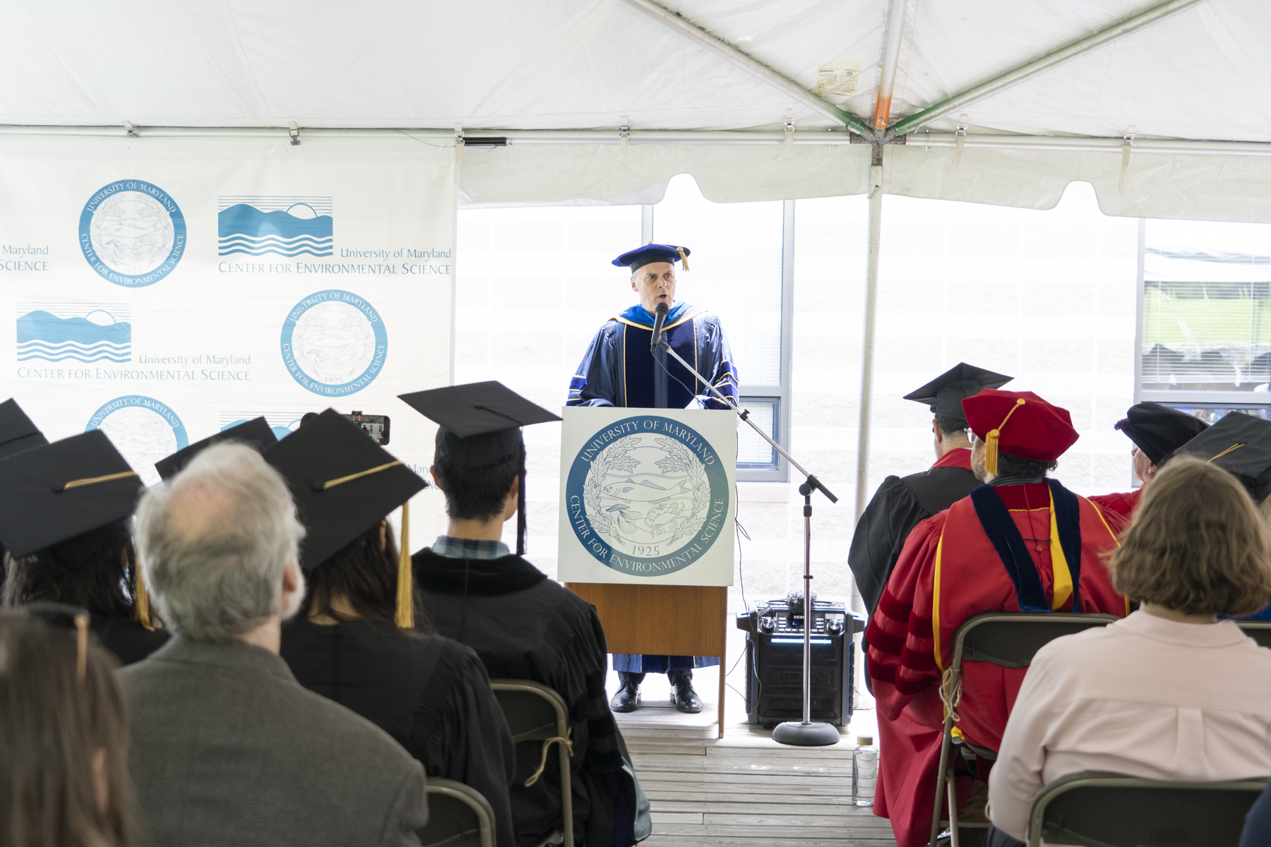Peter Goodwin speaking at commencement