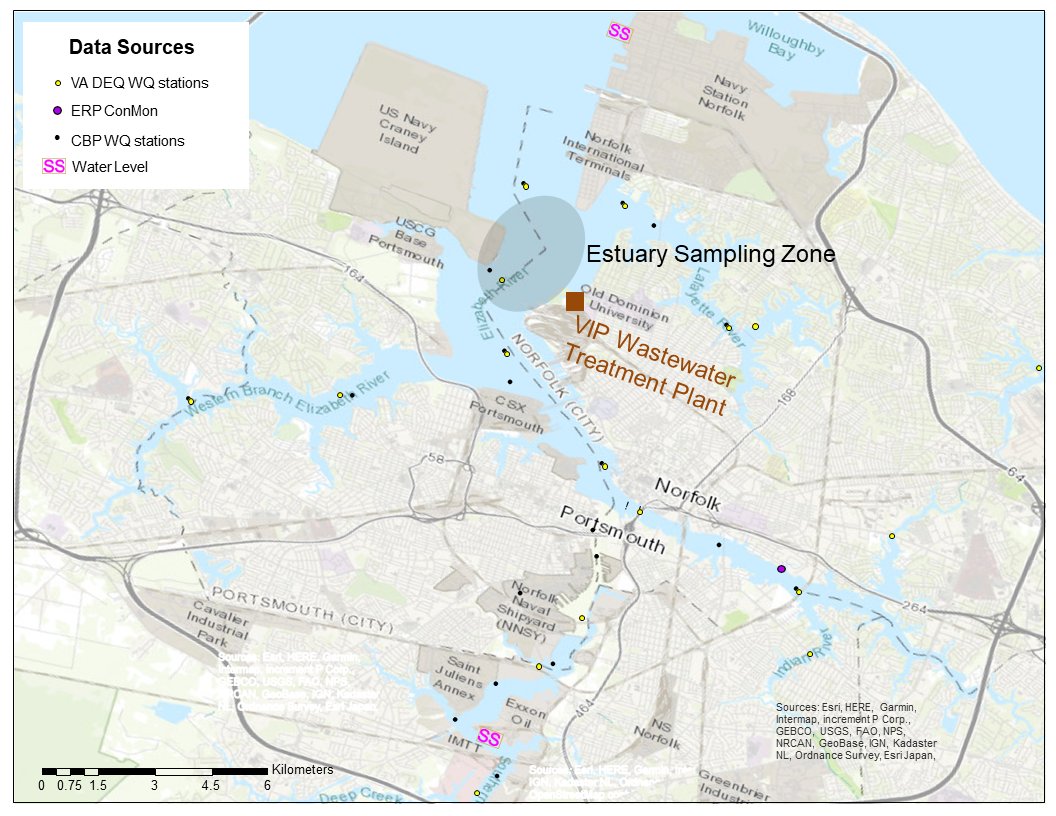 Map of research study area in Norfolk, Virginia