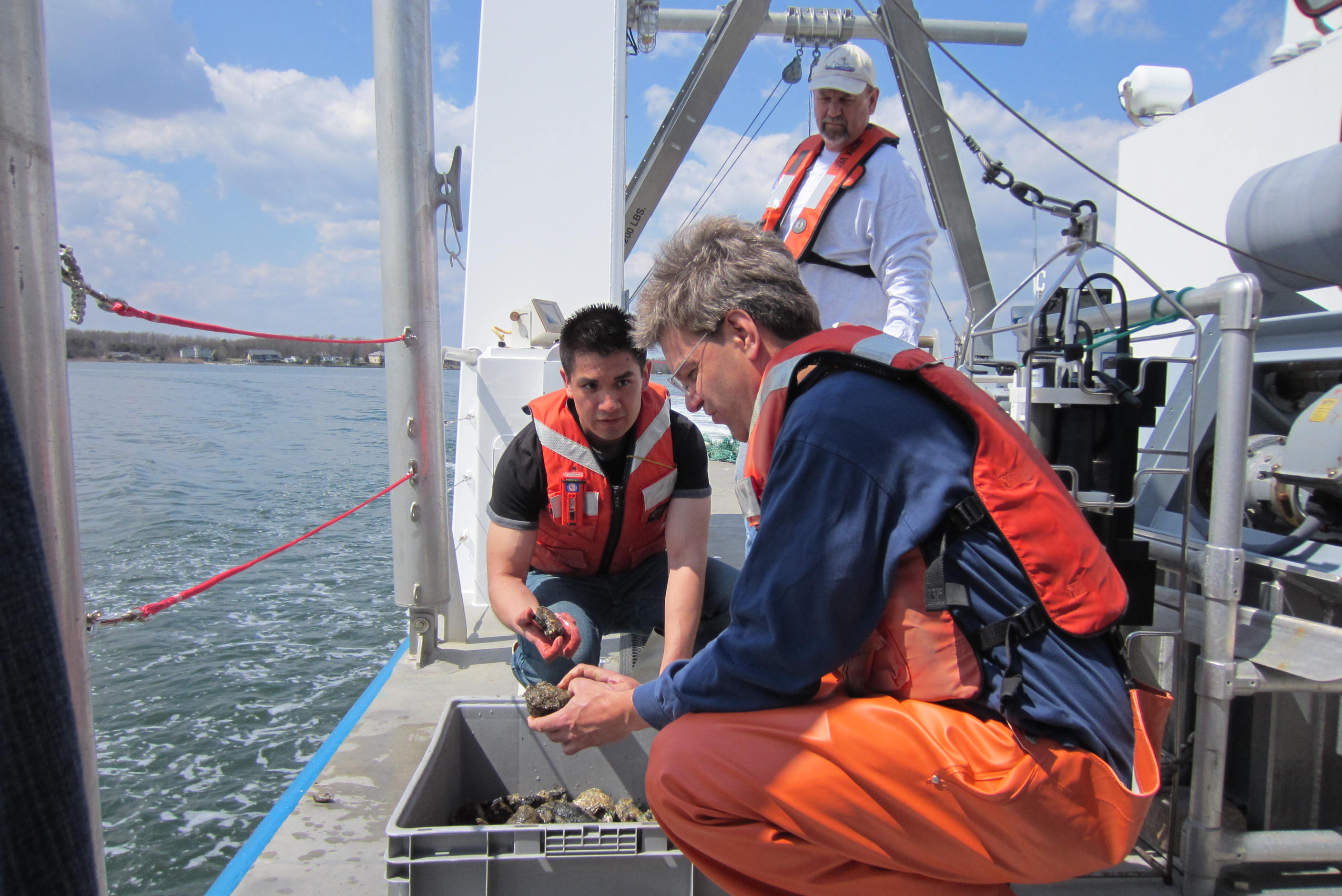 Dave Secor teaches from the Rachel Carson Research Vessel. 