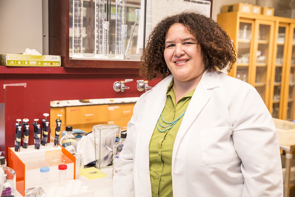 Kate Gillespie poses in the lab.
