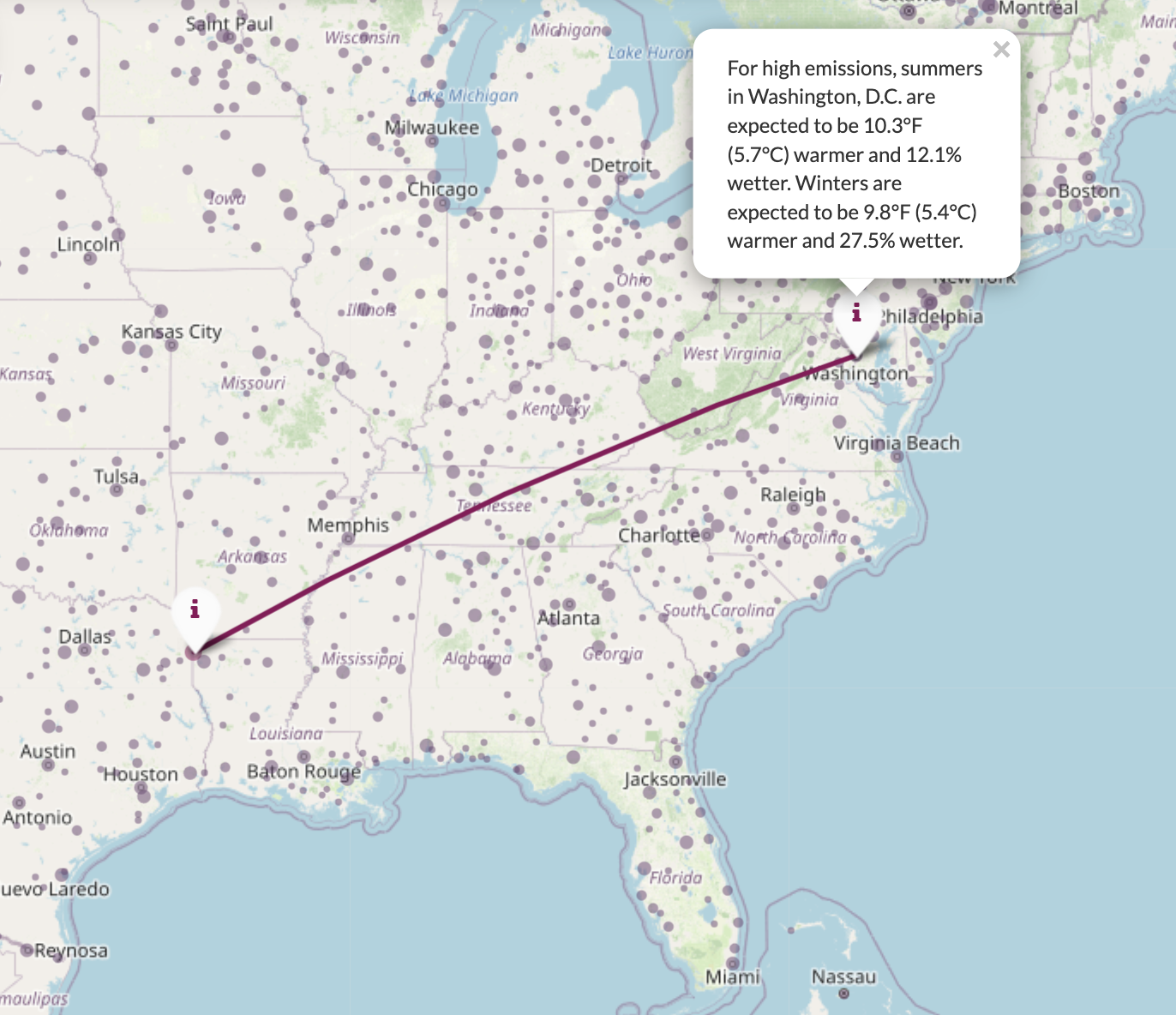 Digital map of Future Urban climates.